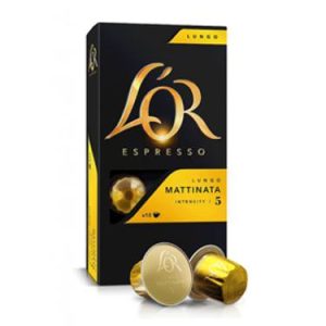 10 Capsules Espresso L&rsquo;OR Lungo MATTINATA Compatibles Avec Les Machines Nespresso (Intensité5)