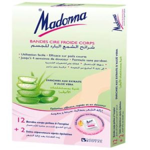 12 Bandes Cire Froide Corps Enrichies En Aloé Vera+ 2 soins Madonna