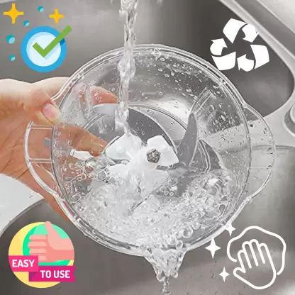 Hachoir à pousser pratique à 6 lames pour la cuisine Hachoir 2 en 1 à lame en acier inoxydable Hachoir à légumes et fruits (hachoir de 1000 ML avec mélangeur) – Image 5