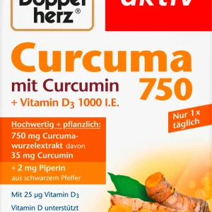 Doppelherz active Curcuma 750  + vitamine D3 1000 30 capsules