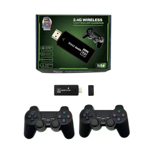 Console de jeu vidéo Stick Lite 4K, 64 Go, 10000 jeux intégrés, console de jeu portable rétro, manette sans fil pour PS1, GBA