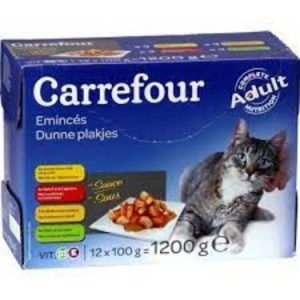 Assortiment de Pâtée pour Chats Adultes Émincés en Sauce Carrefour 12×100 g
