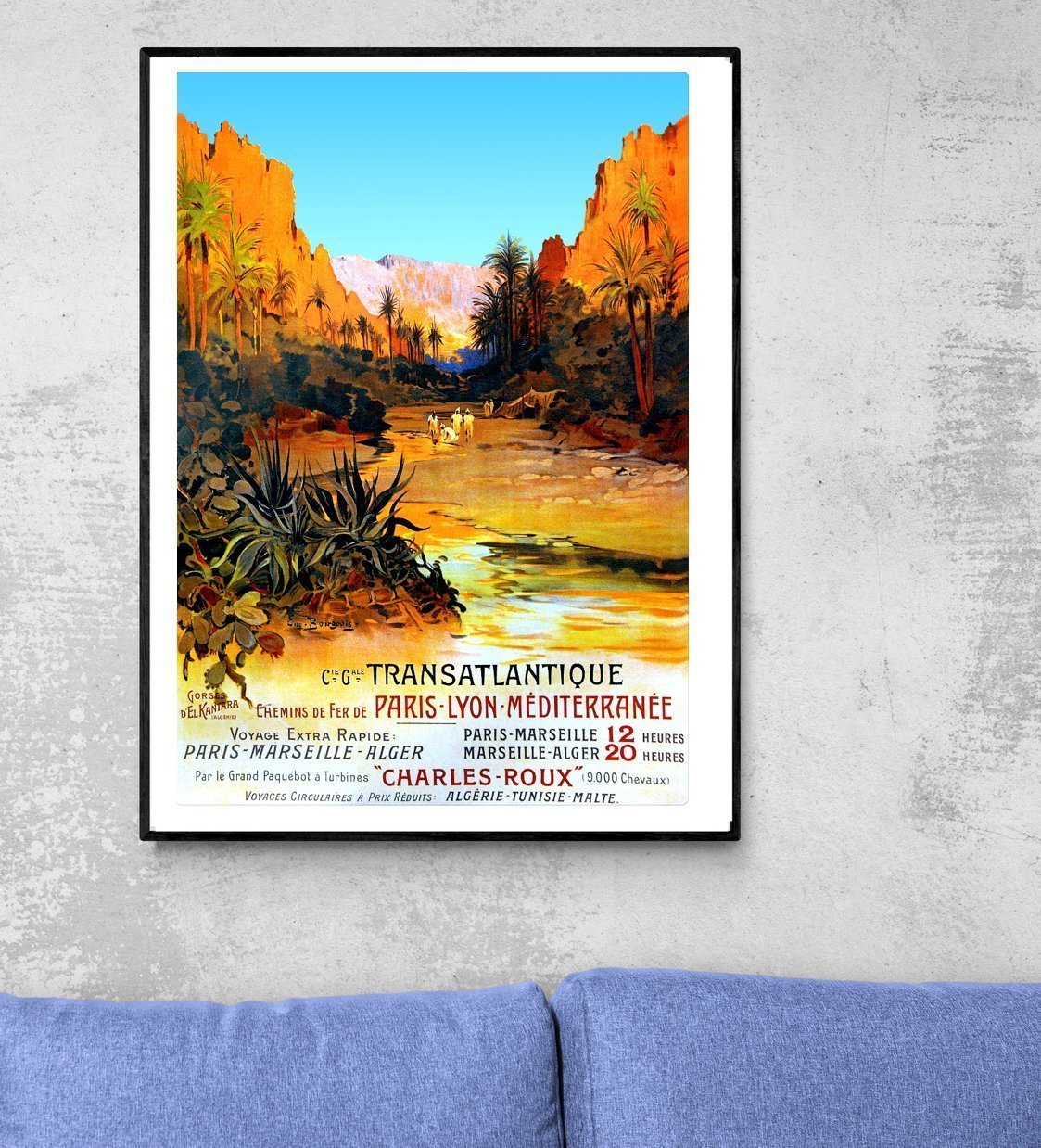 Affiche Compagnie Transatlantique Paris, Marseille, Alger