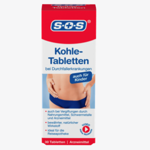 SOS Comprimés de charbon de bois pour maladies diarrhéiques, 30 pièces