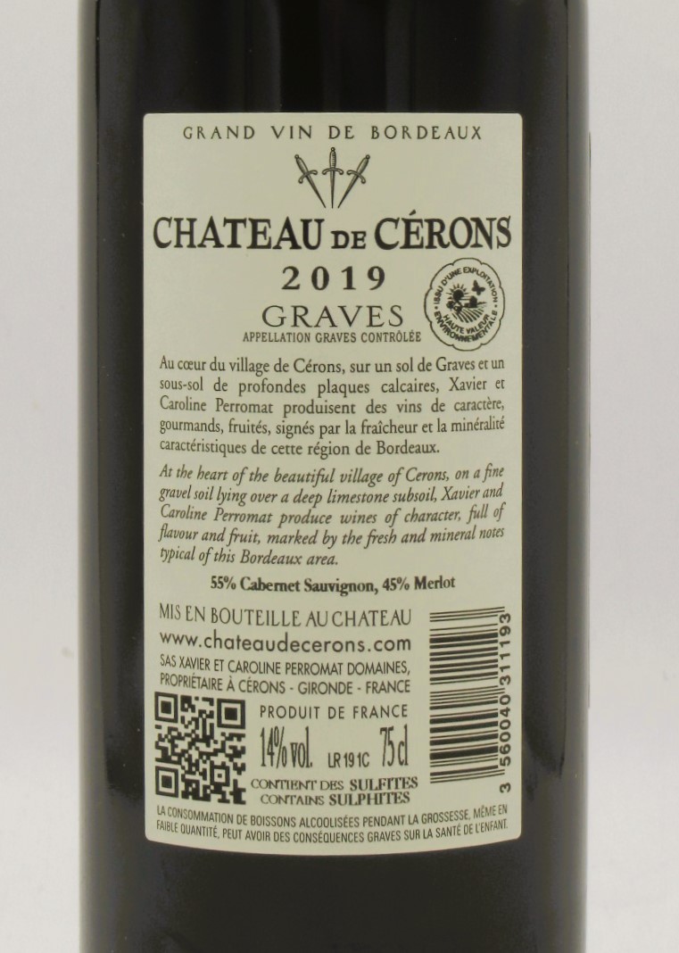 Graves Rouge Chateau de Cerons 2019 – Image 2