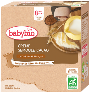Babybio Crème Semoule Cacao 4x85G