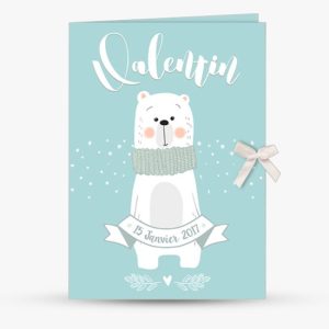 Faire-part Ours Polaire bleu – à partir de 1.96€ l’unité