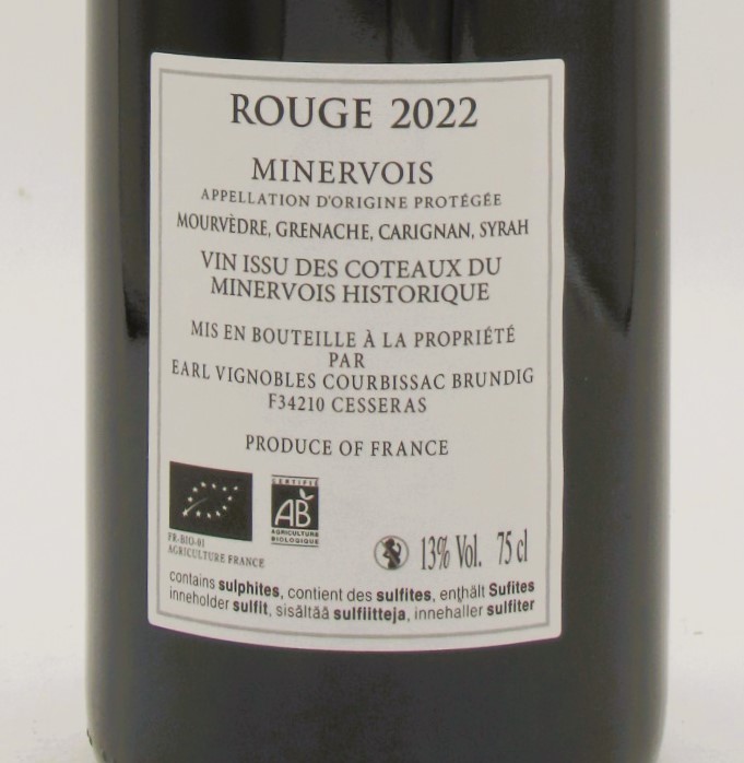 Minervois Bio Les Traverses de Courbissac 2022 – Image 2