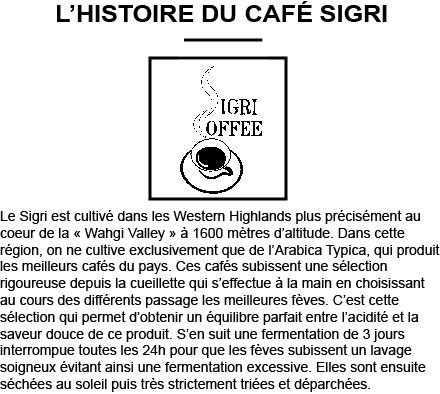 NOUVELLE GUINÉE PAPOUASIE “SIGRI A” (Pur Arabica) Sachet 250g – Image 3