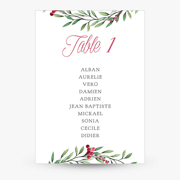 Carte Plan de table Marsala