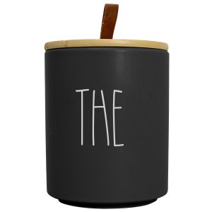 Pot en céramique noir avec couvercle bambou THE