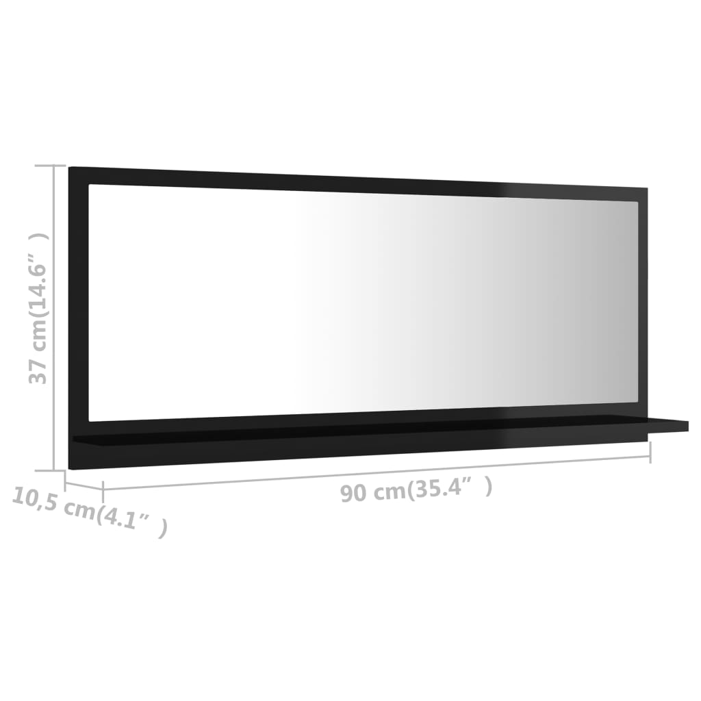 Miroir de salle de bain en bois noir laqué 90×36 (MARKETPLACE) – Image 4
