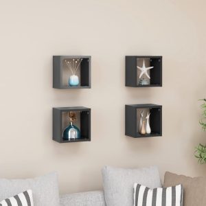 Lot de 4 étagères cubes en bois gris 22×22 (MARKETPLACE)