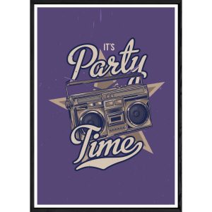 Tableau Party avec cadre noir POP – Taille 32×42
