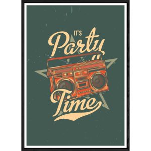 Tableau Party avec cadre noir POP – Taille 23×32