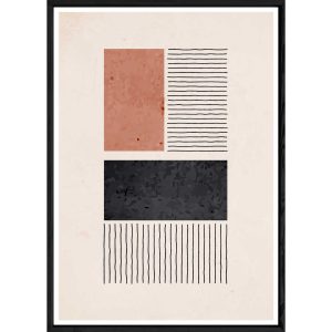 Tableau abstrait coloré avec cadre noir – Taille 32×42