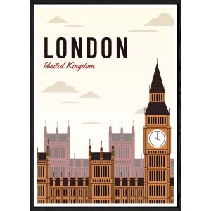 Tableau London avec cadre noir – Taille 32×42