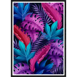 Tableau fleur avec cadre noir POP – Taille 23×32