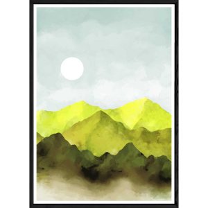 Tableau Paysage avec cadre noir POP – Taille 23×32