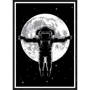 Tableau astronaute avec cadre noir POP – Taille 32×42