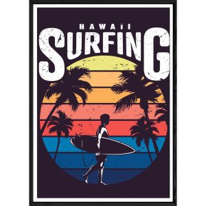 Tableau Hawaii avec cadre noir POP – Taille 23×32
