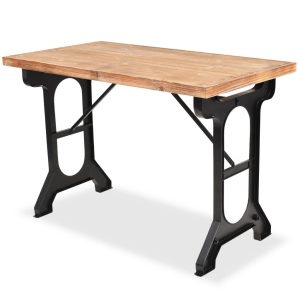 Table 4/6 personnes en manguier massif 120×60 pied métal noir
