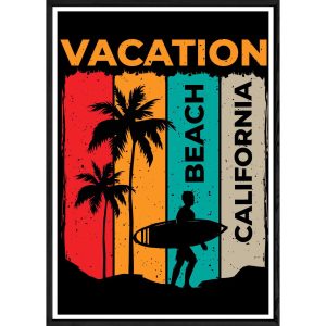 Tableau California avec cadre noir POP – Taille 32×42