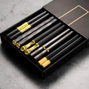 Baguettes Japonaises Authentiques​ Noires Dorées