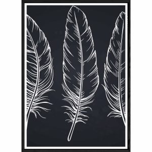 Tableau Feuille avec cadre noir POP – Taille 32×42