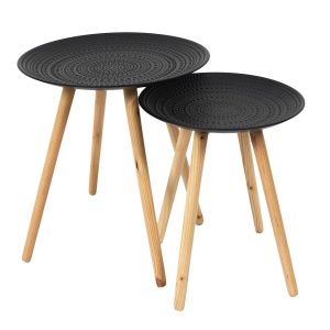 Lot de 2 tables basses gigognes en bois noir