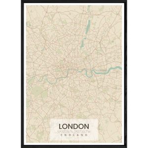 Tableau LONDON avec cadre noir ALL NATUREL – Taille 32×42