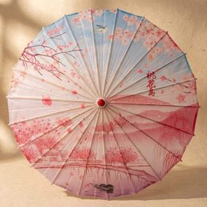 Ombrelle Décorative Japonaise en Soie Rose et Bleu