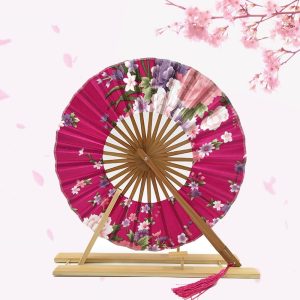 Éventail Japonais Rond Fuchsia