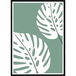 Tableau plante verte avec cadre noir POP – Taille 23×32