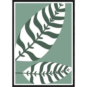 Tableau plante verte avec cadre noir POP – Taille 23×32