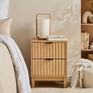 Chevet bois beige 3D 2 tiroirs